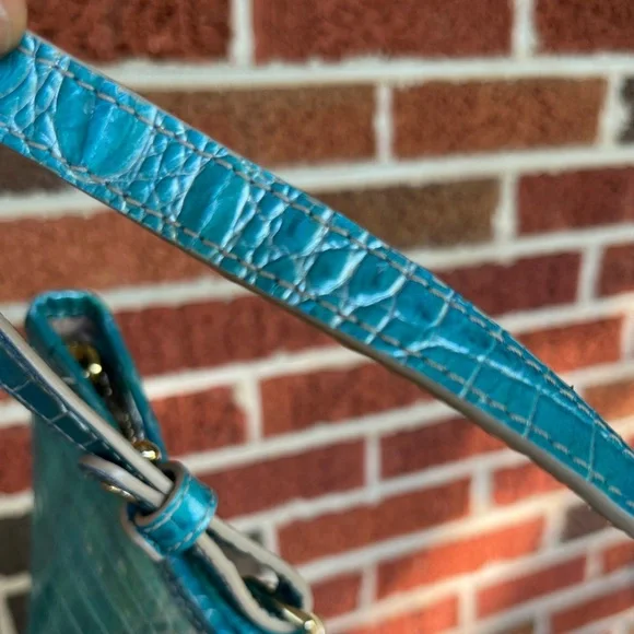 Brahmin Teal to Cream Ombre Croc-Embossed Tote with Dust bag and incert - Picture 13 of 16